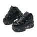 Gothic Sponge Cake Thick Soled Punk Metal High Rise Small Leather Rivet Women's Boots Dark Single Shoes 2026 Spring And_vogvips.com