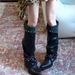 Retro Pointed Toe Studded Trouser Boots Black Chunky Heel Metal Buckle Slouch Boot Hot Girl Wasteland Style Fall Winter New_vogvips.com