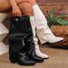 Women's Large Size Pleated High Heeled Fashion Boots Thick Heel Autumn New High Leg Trousers Boots_vogvips.com