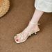 Women's Elegant Women's Strappy Heeled Sandals - Butterfly Detail Roman Shoes With Square Toe (3.5 Inch Block Heel, Summer Wedding & Party)_vogvips.com