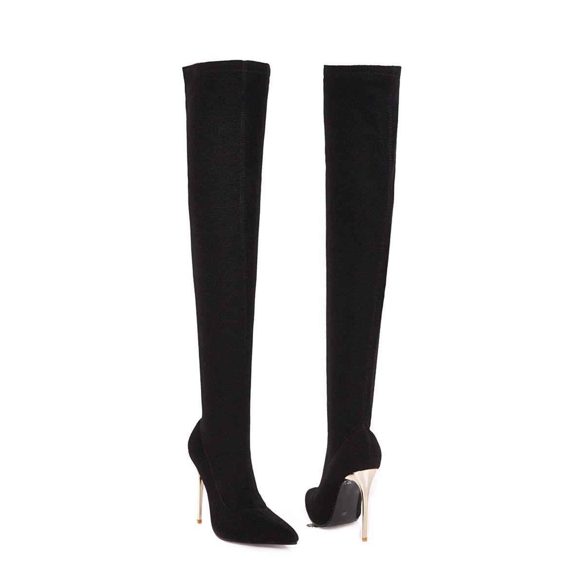 2021 Large Size 48 Fiber Elastic Over-the-Knee For Women Pointed Toe Thin Super High Heel Sequin Slimming Women's Boots_vogvips.com
