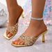 2026 Summer New European And American Style Sequin High-Heel Sandals For Women, Open-Toe Stiletto Fashion Women's_vogvips.com