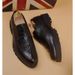 Euro Step Men's Business Casual Leather Crocodile Pattern Trendy Thick-Soled Brogue Carved Platform Height-Increasing Work Shoes_vogvips.com