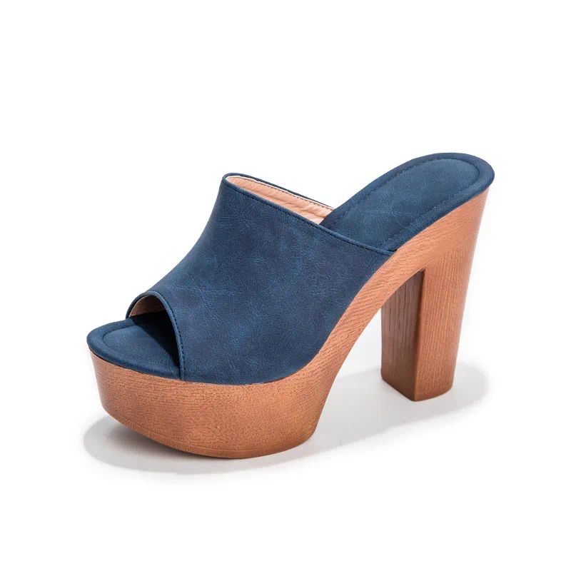 Sandals Women's Shoes Super High Heel Chunky Wooden Wedge Platform Open Toe Summer Beach Slip On Slides_vogvips.com