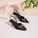 Women’s Shoes Large Size Women's Pointed Kitten Heels Solid Color Rhinestone Bow Elegant Back Empty Mule Sandals_vogvips.com