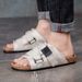 Men's Casual Summer Sandals With Round Toe Low-Cut Breathable Mesh Fabric Lightweight Comfortable Beach Slides For Outdoor Walking_vogvips.com