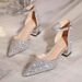 Wedding Bride Comfortable Gold Strap High Heels Women Thick Heel Stunning Crystal Bridesmaid Shoes_vogvips.com