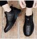Men's Cowhide Breathable Sports And Leisure Shoes Men's Little White Board Shoes Invisible Inner Height Increase Elastic Band Round Head Men's Shoes_vogvips.com