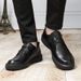 Men's Round Head Leather Shoes Non-slip Men's First-layer Leather Shoes Shallow Mouth Lace-up Leather Shoes_vogvips.com
