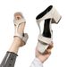 Women's Roman Sandals Style Summer All-match Outwear Internet-famous Square Toe Open Toe One-character Thick Heel High Heel Sandals_vogvips.com