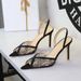 Women's Stiletto Heel Pumps High Fashion Banquet Sandals Rhinestone Embellished Lace Mesh Open Back Strap Peep Toe Design_vogvips.com