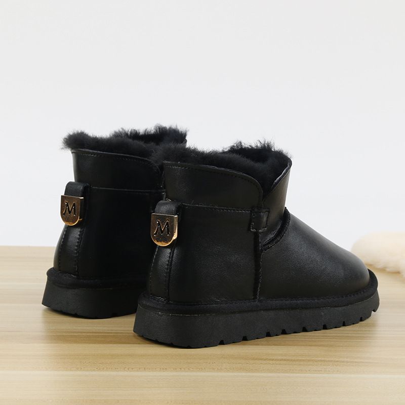Winter New Genuine Leather Plush And Thick Cotton Shoes With Integrated Leather And Fur Anti Slip Boots_vogvips.com