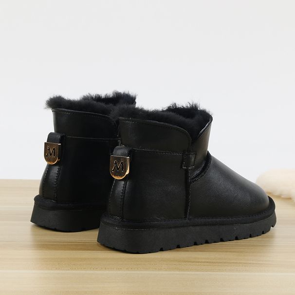Winter New Genuine Leather Plush And Thick Cotton Shoes With Integrated Leather And Fur Anti Slip Boots_vogvips.com