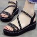 European Style Women's Thick-soled Sandals 2025 Summer New Korean Version Internet Celebrity Ins Rhinestone Versatile_vogvips.com