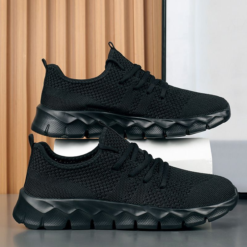 Men Lightweight Breathable Knit Running Trainers Non Slip Shock Absorbing Casual Sports Shoes_vogvips.com