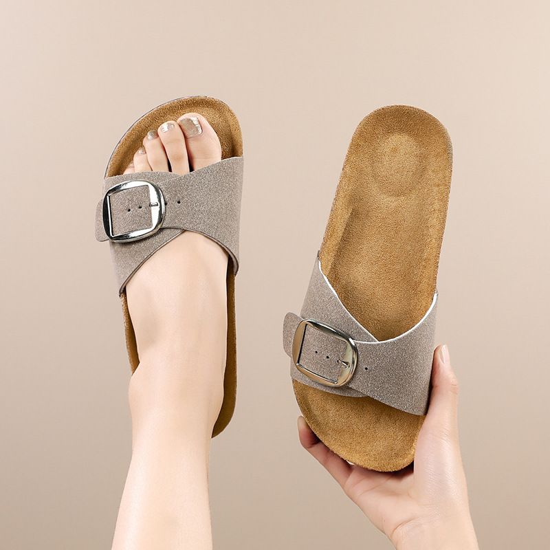 Simple New Style Summer Flat Retro Suede Non-slip Slippers For Women_vogvips.com