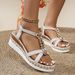 Large Size Thick-soled Wedge Heel Open-toe Casual Buckle Beaded Outdoor Sandals, Versatile Roman-style Women's Shoes_vogvips.com