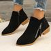 Independent Station Wish Foreign Trade Shoes New Thick Large Size 's Suede Martin Low Heel Side Zipper Short Boots_vogvips.com