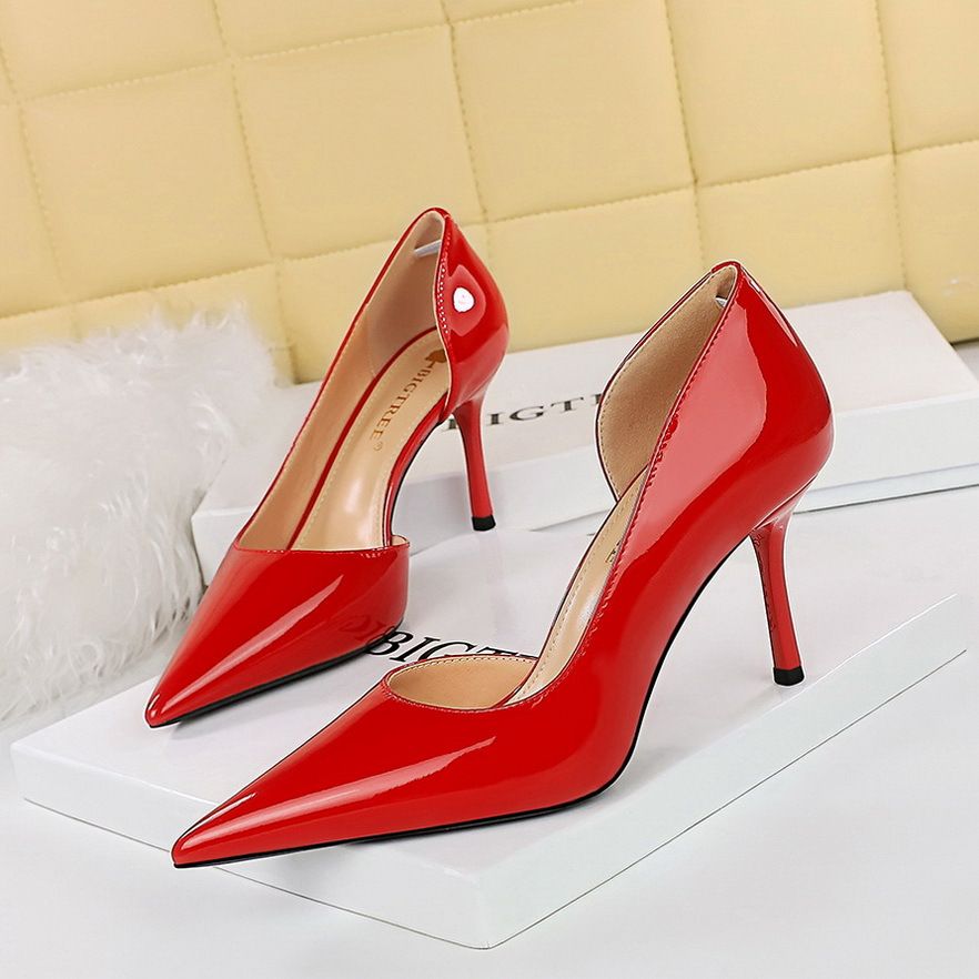 Elegant Women's Pointed-Toe High Heels With Side Cut-Out Design - Chic Patent Leather Pumps For Parties & Evening Events Sizes 34-43_vogvips.com