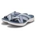 Summer Women's Knit Wedge Sandals - Cross Strap Slip-On With Round Toe & Wide Width Options_vogvips.com