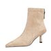 1895-1 Vintage Suede Pointed Toe Slim Thin Heel Mid-Heel Versatile Fashion Back Zipper Ankle Boots For Women_vogvips.com