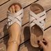 Large Size Flat Bottomed Slope And Casual 2025 New Cross Thin Strap Solid Color Exposed Toe Fish Mouth Slippers_vogvips.com