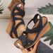 Manufacturer's Large-size Velcro New Women's Bohemian Style Wedge High-heel Cross-strap Sandals_vogvips.com