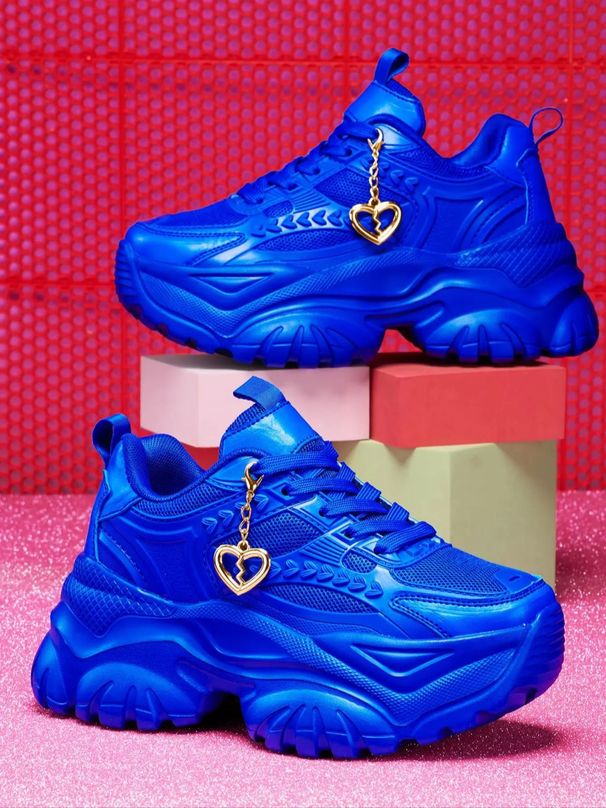 7cm Height-Increasing Outdoor All-Season Fashion Casual Sports Shoes 3D DIY Detachable Metal Gold Heart Decoration Chain_vogvips.com