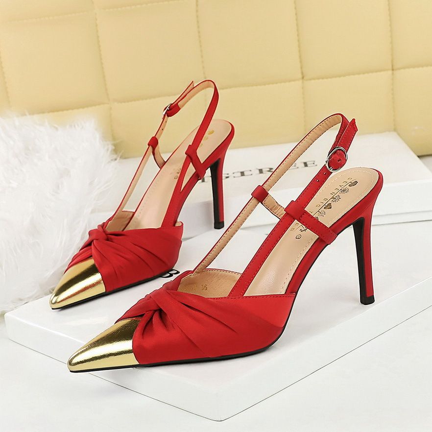 Elegant Satin Pointed-Toe High Heels With Bow Detail - Women's Dress Shoes For Parties & Special Occasions Back Strap Single Shoes_vogvips.com