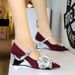 2905-H75 Wind Flower Color Blocked Metal Slope Suede One Word Strap Pointed Shallow Mouth High Heel Single Shoes_vogvips.com