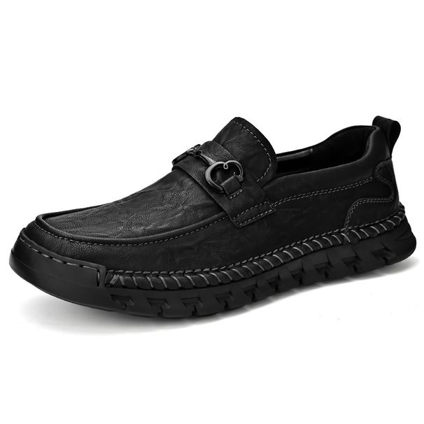 Men's Autumn Trend Versatile Flat Slip-On Loafers, Anti-Slip Casual Leather Shoes_vogvips.com