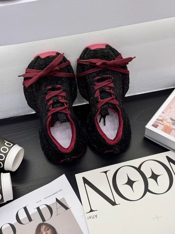 European Style Chunky Sneakers For Women, Full Of Rhinestones, New Spring/autumn 2025 Style, Thick Soled, Sporty, Casual, Trendy, And Versatile._vogvips.com