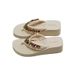 Rhinestone Thick-Soled Women's Flip-Flops Summer 2026 New Wedge Heel Height-Increasing Non-Slip Sandals For Beach And_vogvips.com