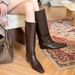 Women's Chunky Heel Boots With 5cm Hidden Lift - Stylish Coffee Brown Square Toe Boots For Straight Legs & Height Boost_vogvips.com