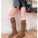 Wasteland Style Tassel Knight For Women 2024 Autumn New Thick Heel Over-the-Knee Long Slimming Pile Boots_vogvips.com