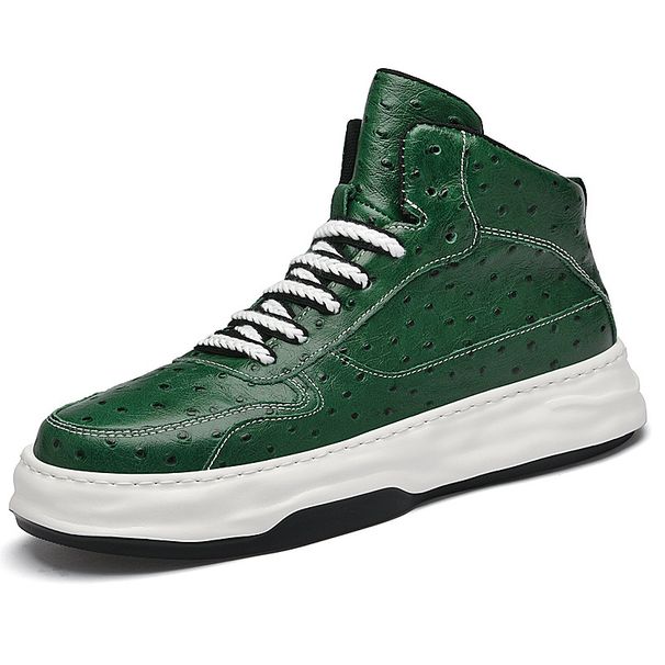 Men's Thick Baseplate Shoes Medium And High Top Muffin Shoes Small White Shoes Low Top Inner Height Increase Leather Sports And Leisure Shoes_vogvips.com