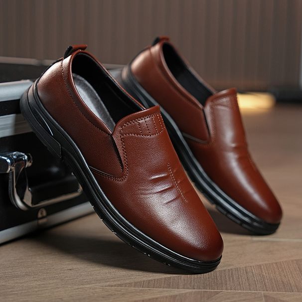 Men's With Soft Comfortable And Wear-resistant Large Sole, Emed Business Casual Leather Shoes For Men_vogvips.com