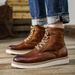 European Warm Series Men's Martin British Style High Leather Handmade Work Top Layer Cowhide Motorcycle Boots_vogvips.com