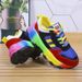 Large Shoe With Rainbow Sole And Fashionable Lace Up Fly Weave Breathable Casual Sports Single Shoes For Women_vogvips.com