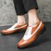 Euro Step Brogue For Men Korean Style Patent Leather Shiny Surface Office Wedding Height Increasing Formal Casual Carved Men's_vogvips.com