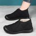Women's Autumn Cotton Thickened Fleece Cold-Proof Warm Winter Middle-Aged Elderly Mom Shoes Slip-On Snow Boots_vogvips.com