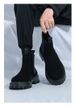 Men's Martin Large Size 46, Casual Chelsea Boots, Trendy British Style, Thick-Soled Black Suede Chimney Boots_vogvips.com