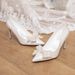 Women's Pearl White Burgundy High Heeled Wedding Dress Shoes French Style Sexy Bridesmaid Banquet Footwear_vogvips.com