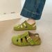Mori Baotou Sandals For Women Wear Hollowed-out Half-slippers Woven Soft Flat-soled Pig Cage Shoes_vogvips.com