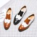 2024 Summer New Brogue Carved Color Block Casual Leather Men's Formal Business Pointed Toe Shoes_vogvips.com