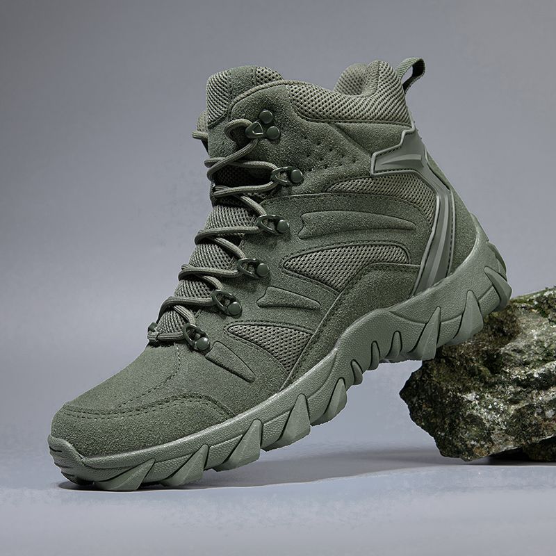 2023 High Top Outdoor Boots Men Hiking Shoes Male Boots Men Large Size Leather Boots Light Outdoor Hunting Sneakers Work Safty_vogvips.com