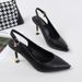 New Spring Summer Soft Leather Pointed Toe Closed Back Open Thin High Heel Work Professional Women Sandals_vogvips.com