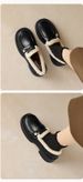 Platform Loafers Women's Velvet One-pedal Black Small Leather Shoes British Style Single Shoes Women's Autumn_vogvips.com