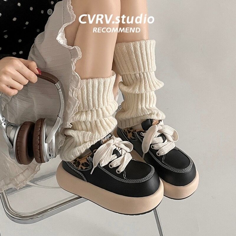Casual Flat Bottom Round Toe Platform Thick-soled Spring Autumn PU Sneakers Fashionable Shoes Women 6_vogvips.com