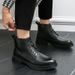 European Warm Series Autumn Winter New High-top Brogue Carved Leather Shoes Men's Casual Martin Thick-soled Height-increasing Short Boots Men_vogvips.com